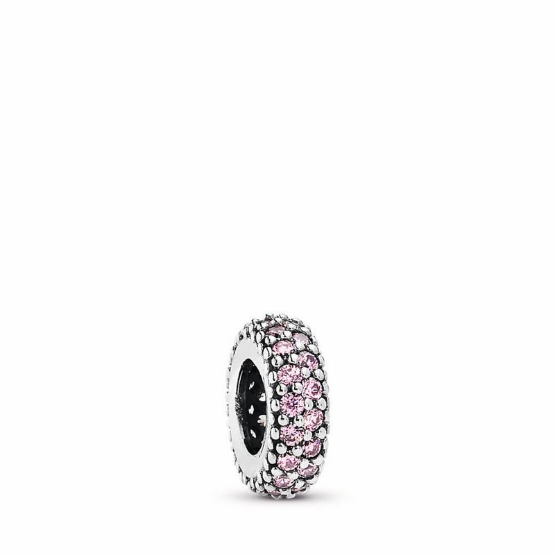 Pandora Inspiration Within Spacer Charm Ireland - Sterling Silver/Pink/Cubic Zirconia - 431608JNB